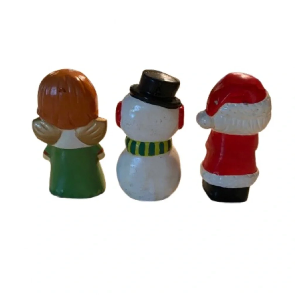 Vintage Figurines Ornaments 4” Japan Angel Snowman Santa Kitschy Christmas